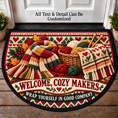 Handmade Scarf - Cozy Makers Personalized Half Round Mat | 5To9Vibe