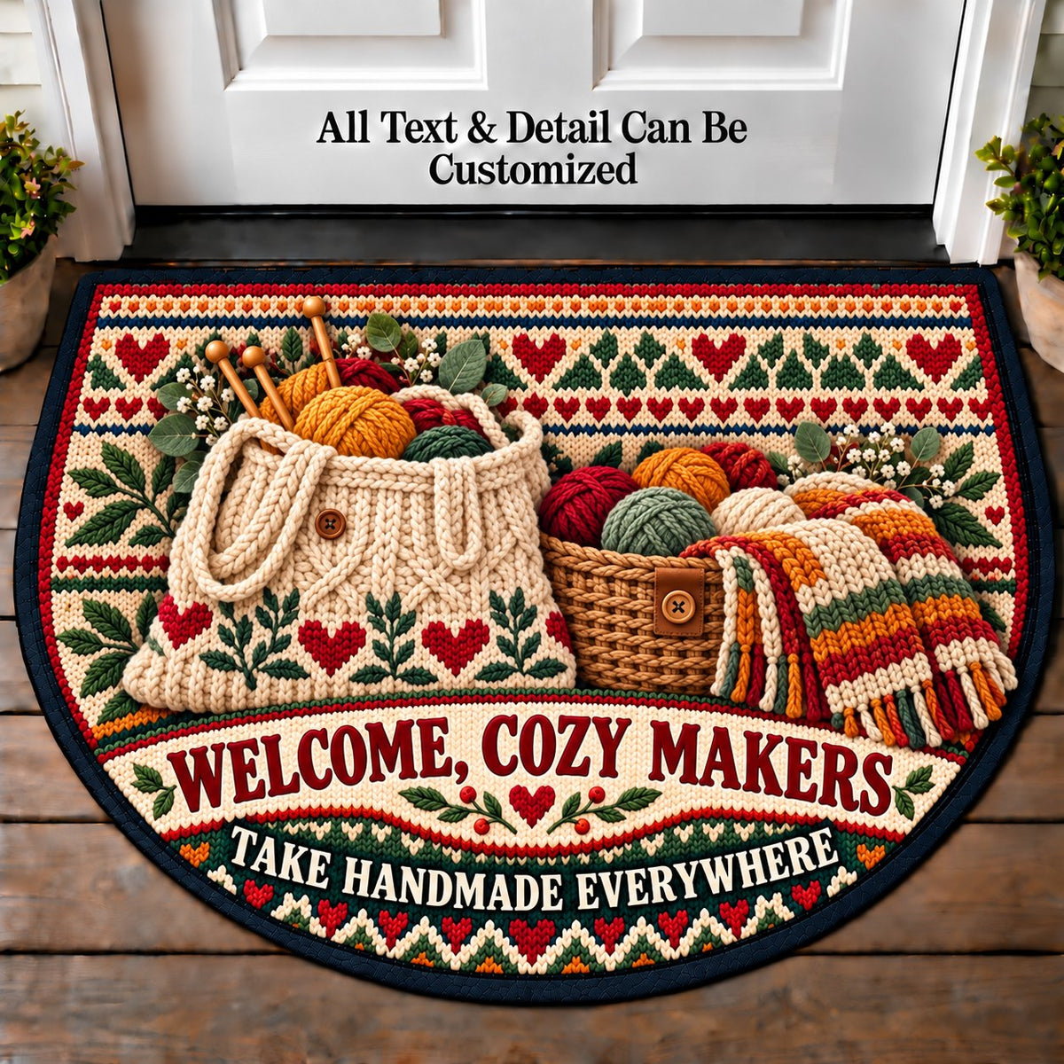 Market Tote Knit - Cozy Makers Personalized Half Round Mat | 5To9Vibe