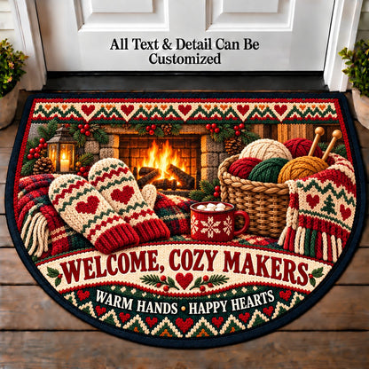 Mittens by the Fire - Cozy Makers Personalized Half Round Mat | 5To9Vibe
