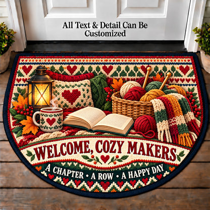 Reading Knitting - Cozy Makers Personalized Half Round Mat | 5To9Vibe