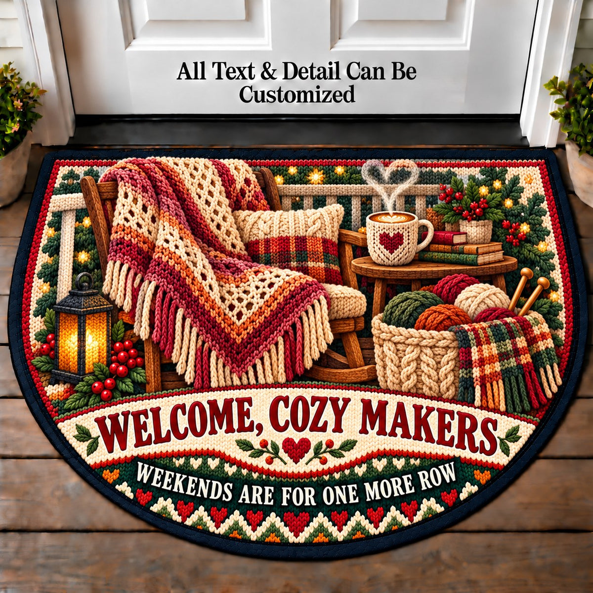 Weekend Shawl - Cozy Makers Personalized Half Round Mat | 5To9Vibe