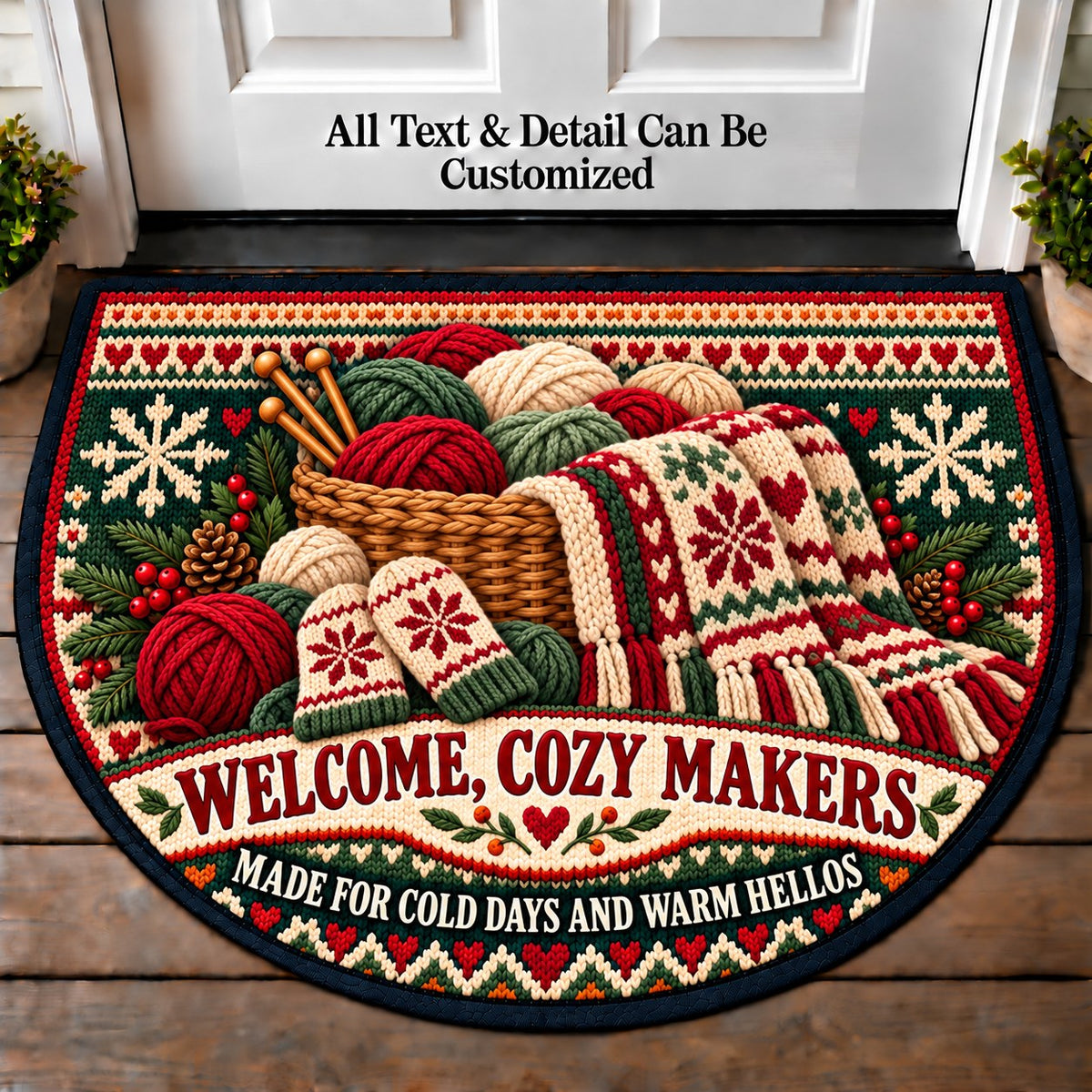 Winter Wool - Cozy Makers Personalized Half Round Mat | 5To9Vibe