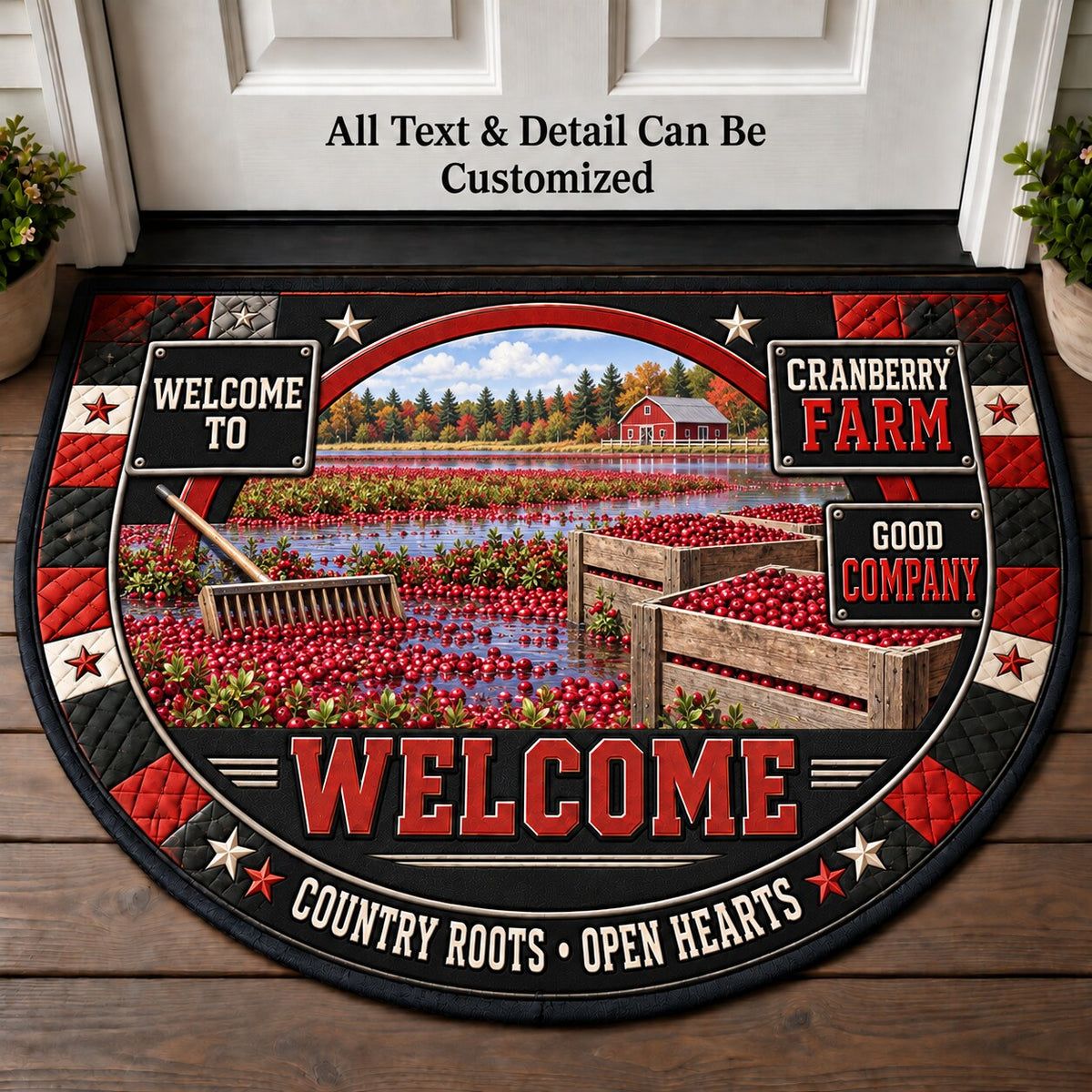 Cranberry Farm Personalized Half Round Mat | 5To9Vibe