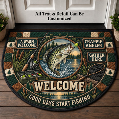 Crappie Angler Personalized Half Round Mat | 5To9Vibe