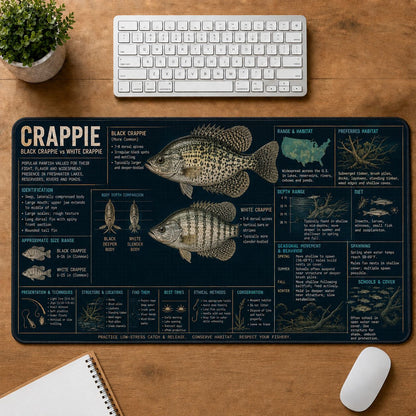 Crappie Fishing Field Guide Desk Mat | 5To9Vibe