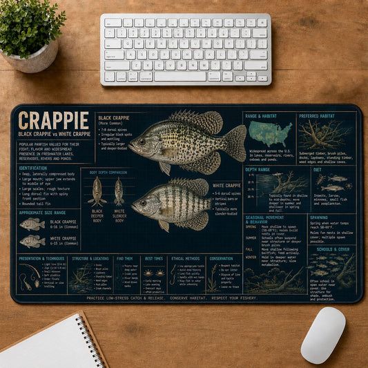 Crappie Fishing Field Guide Desk Mat | 5To9Vibe