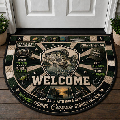 Crappie Fishing Club Stories Quilted Print Premium Welcome Mat – Personalized Doormat