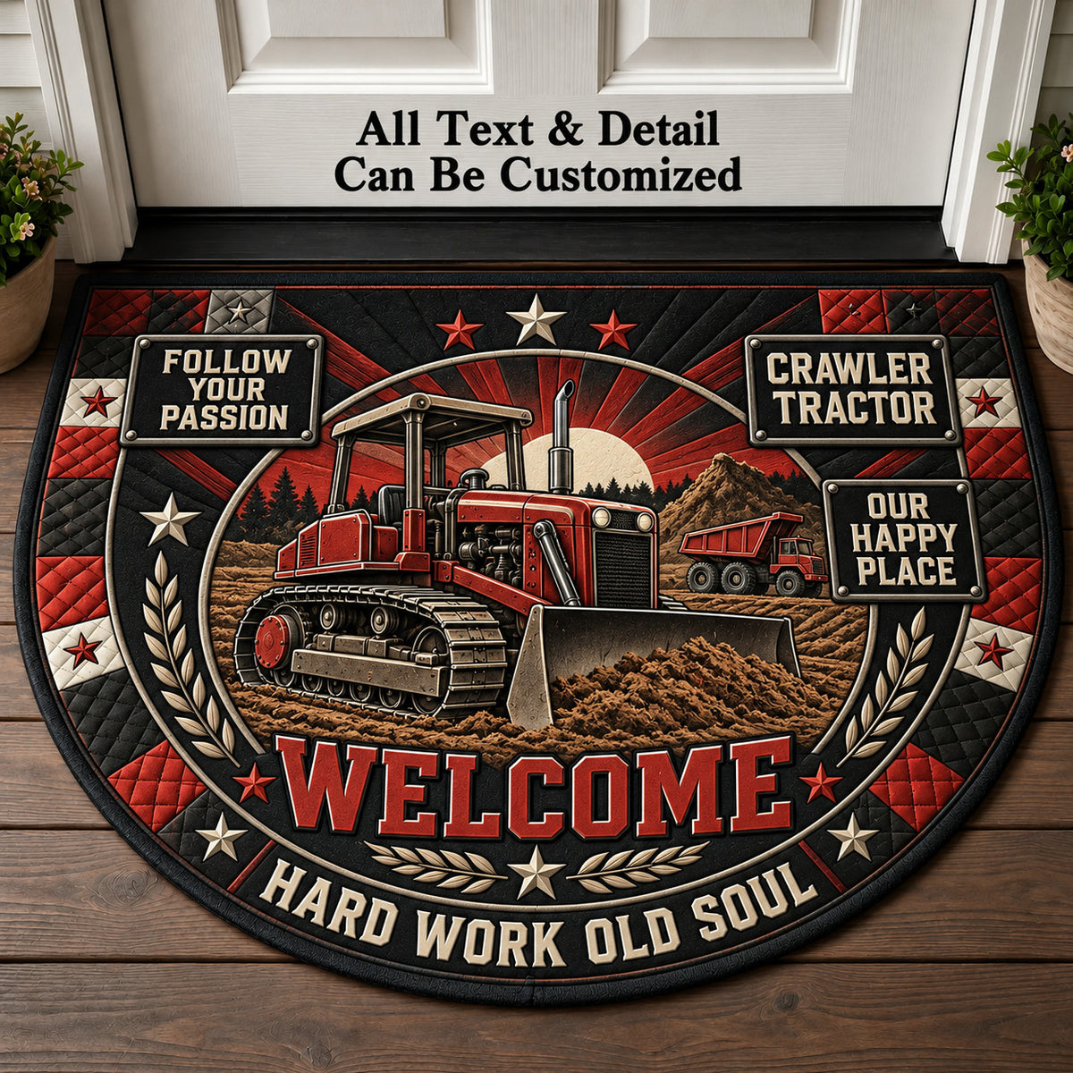 Crawler Tractor Personalized Half Round Mat | 5To9Vibe