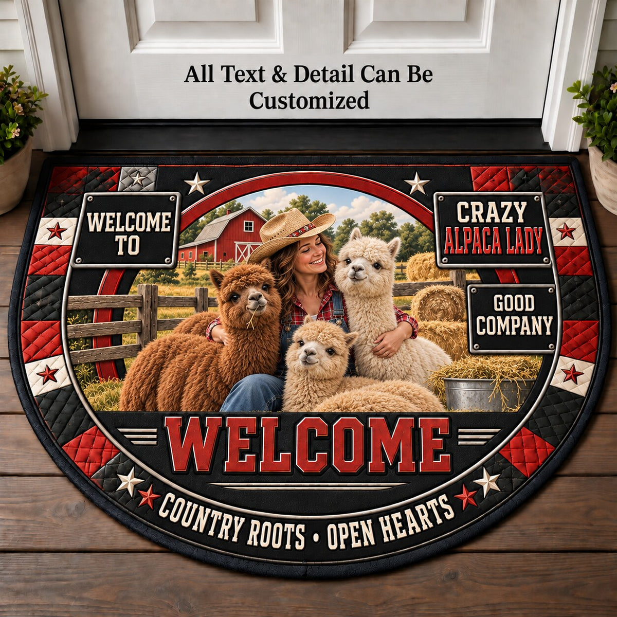 Crazy Alpaca Lady Personalized Half Round Mat | 5To9Vibe