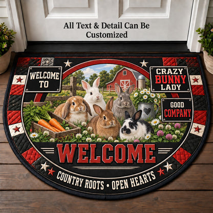 Crazy Bunny Lady Personalized Half Round Mat | 5To9Vibe