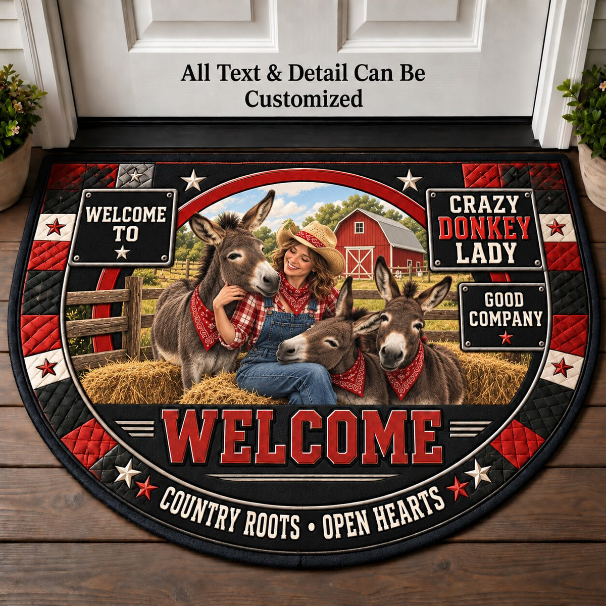 Crazy Donkey Lady Personalized Half Round Mat | 5To9Vibe