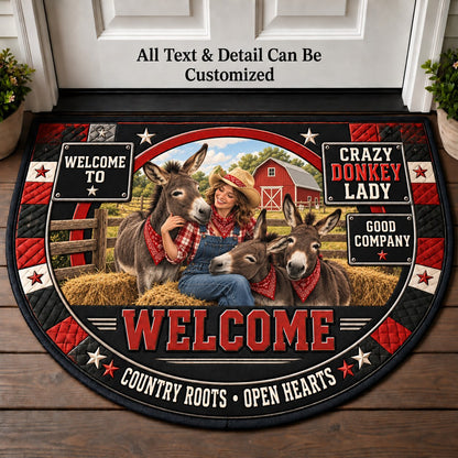 Crazy Donkey Lady Personalized Half Round Mat | 5To9Vibe