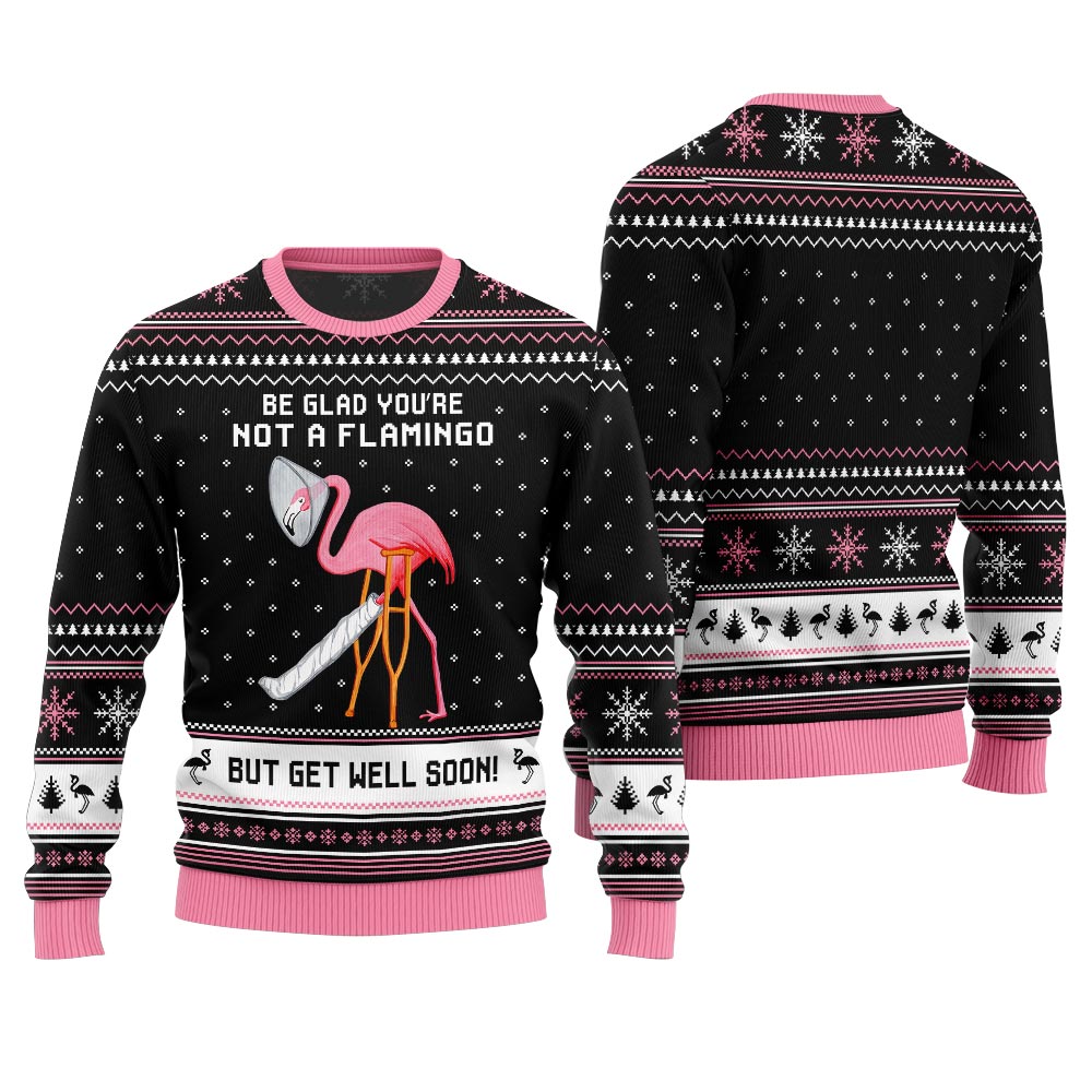 Crazy Flamingo Oops Broken Leg Ugly Christmas Sweater