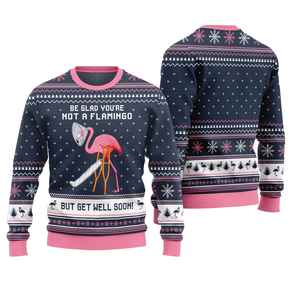 Crazy Flamingo Oops Broken Leg Ugly Christmas Sweater