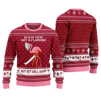 Crazy Flamingo Oops Broken Leg Ugly Christmas Sweater