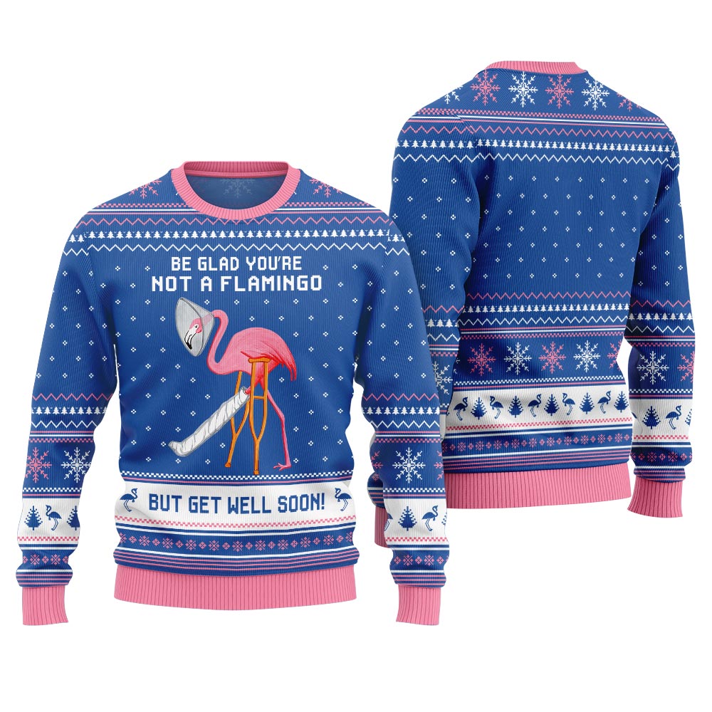 Crazy Flamingo Oops Broken Leg Ugly Christmas Sweater