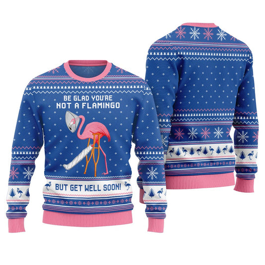 Crazy Flamingo Oops Broken Leg Ugly Christmas Sweater