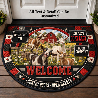 Crazy Goat Lady Personalized Half Round Mat | 5To9Vibe