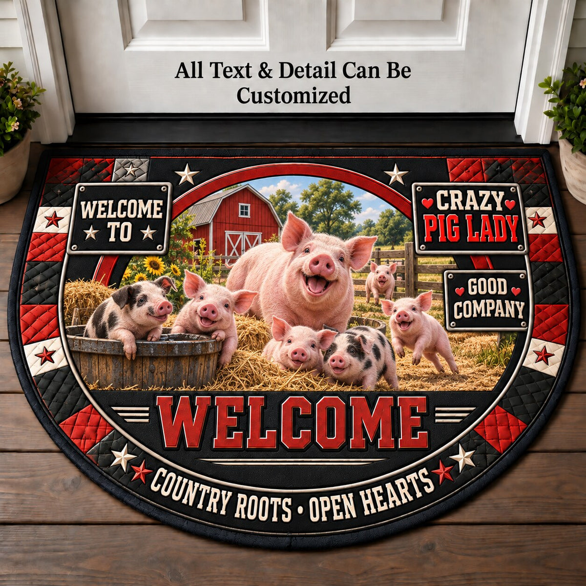 Crazy Pig Lady Personalized Half Round Mat | 5To9Vibe