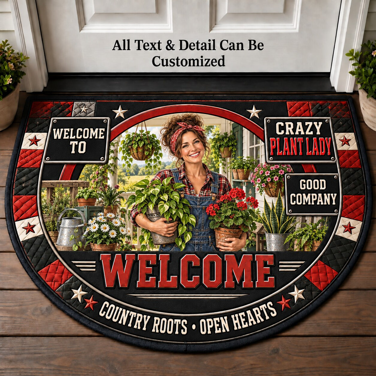 Crazy Plant Lady Personalized Half Round Mat | 5To9Vibe