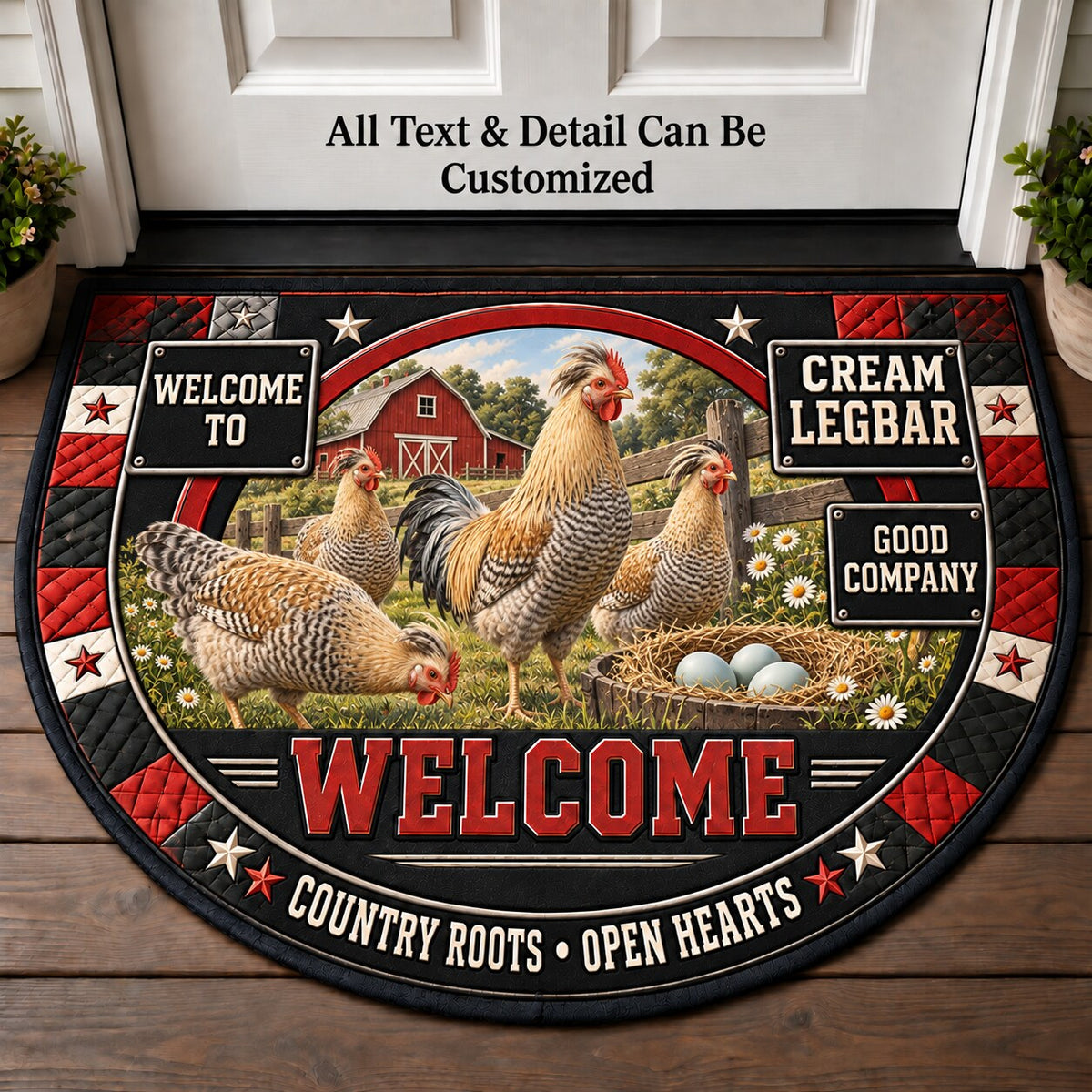 Cream Legbar Personalized Half Round Mat | 5To9Vibe