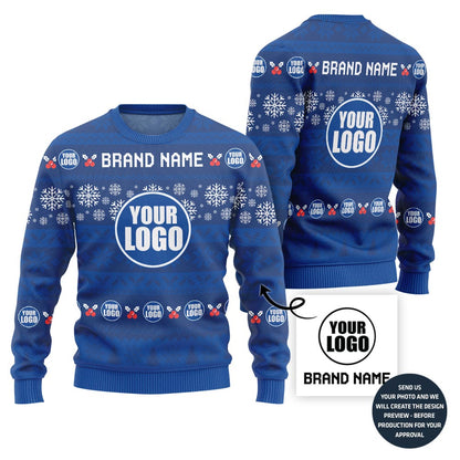 Creative Custom Logo And Name Xmas Sweater For Branding