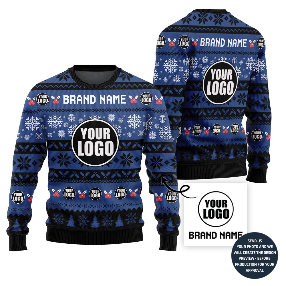 Creative Custom Logo And Name Xmas Sweater For Branding