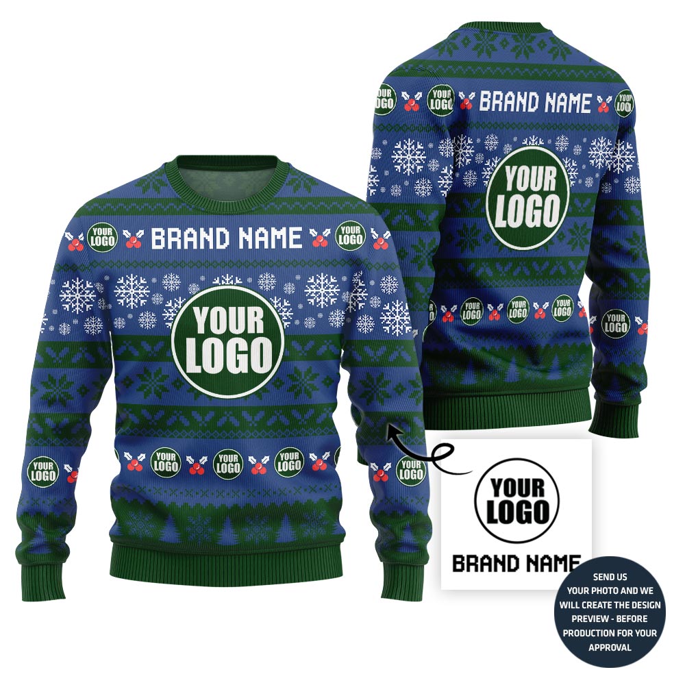 Creative Custom Logo And Name Xmas Sweater For Branding