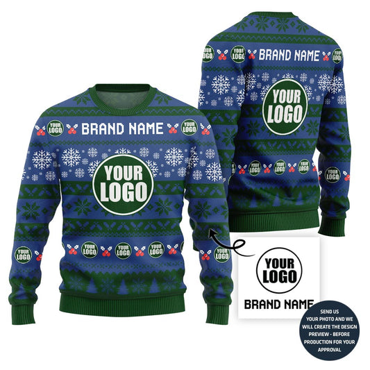 Creative Custom Logo And Name Xmas Sweater For Branding