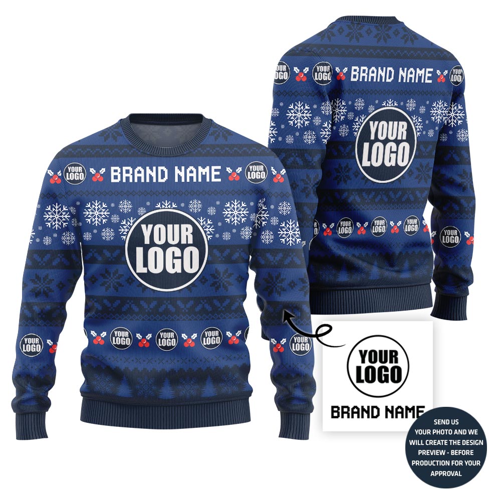 Creative Custom Logo And Name Xmas Sweater For Branding