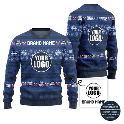 Creative Custom Logo And Name Xmas Sweater For Branding