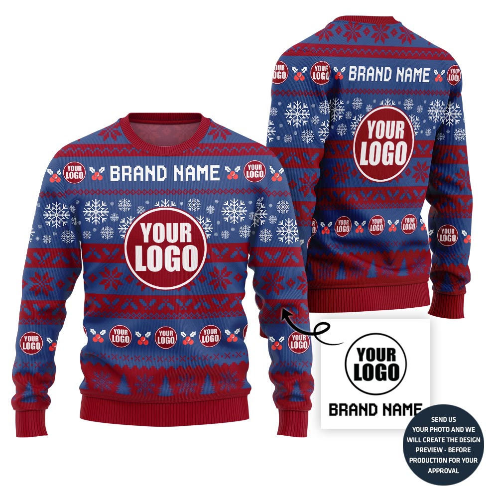 Creative Custom Logo And Name Xmas Sweater For Branding