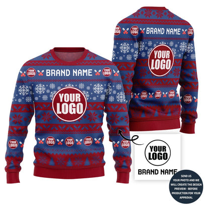 Creative Custom Logo And Name Xmas Sweater For Branding