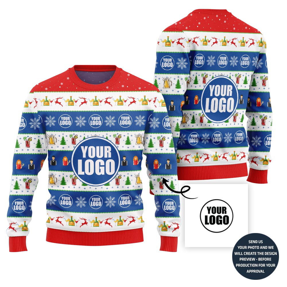 Creative Custom Logo Ugly Christmas Sweater For Bar Business