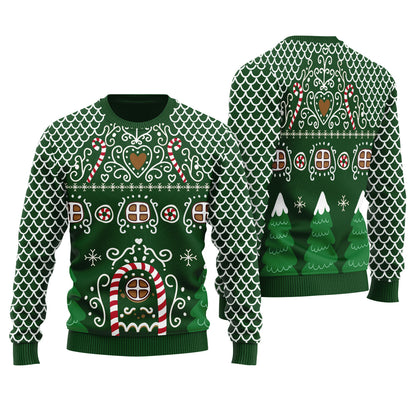 Creative Gingerbread House Men's Ugly Christmas Sweater