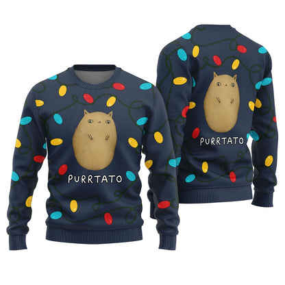 Creative Purrtato Cat Christmas Sweater For Men