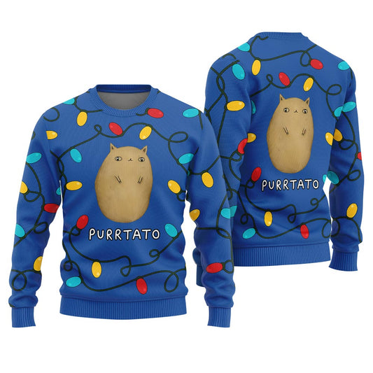 Creative Purrtato Cat Christmas Sweater For Men