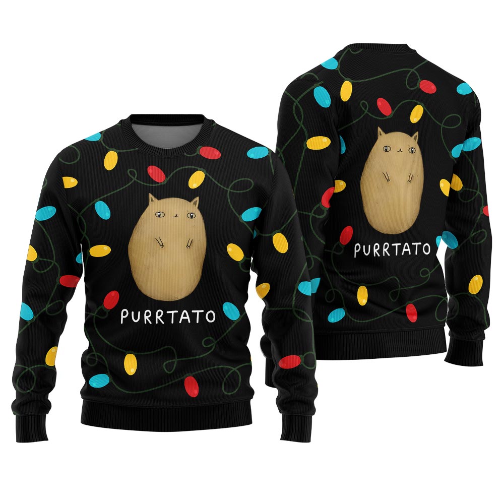 Creative Purrtato Cat Christmas Sweater For Men