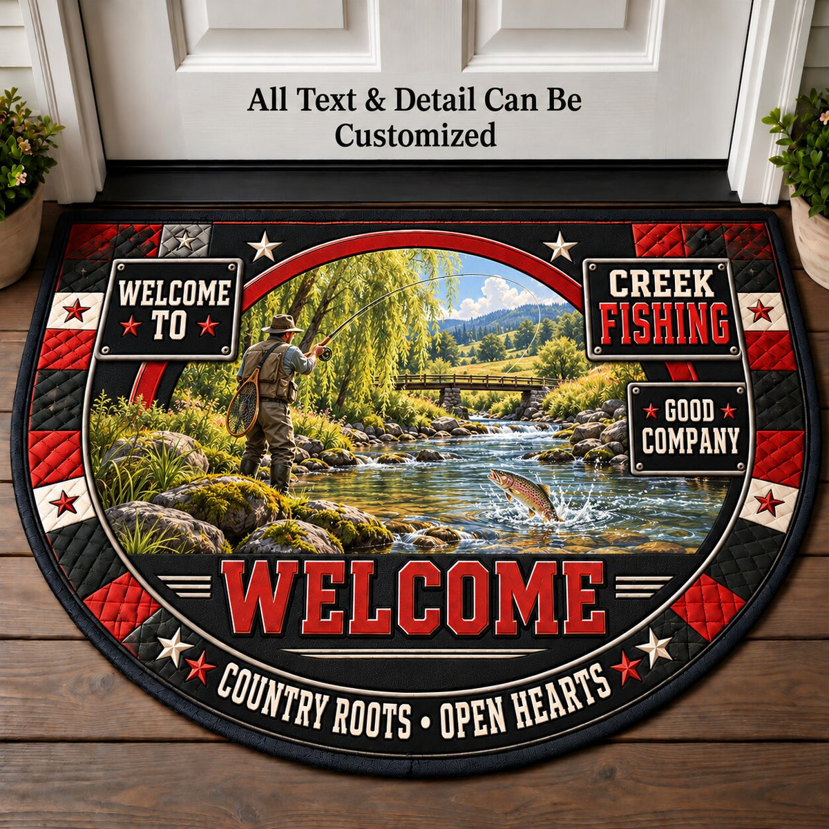 Creek Fishing Personalized Half Round Mat | 5To9Vibe