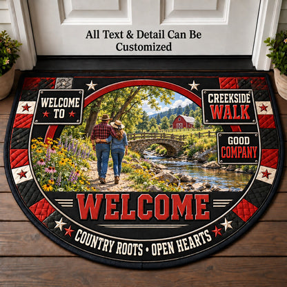 Creekside Walk Personalized Half Round Mat | 5To9Vibe
