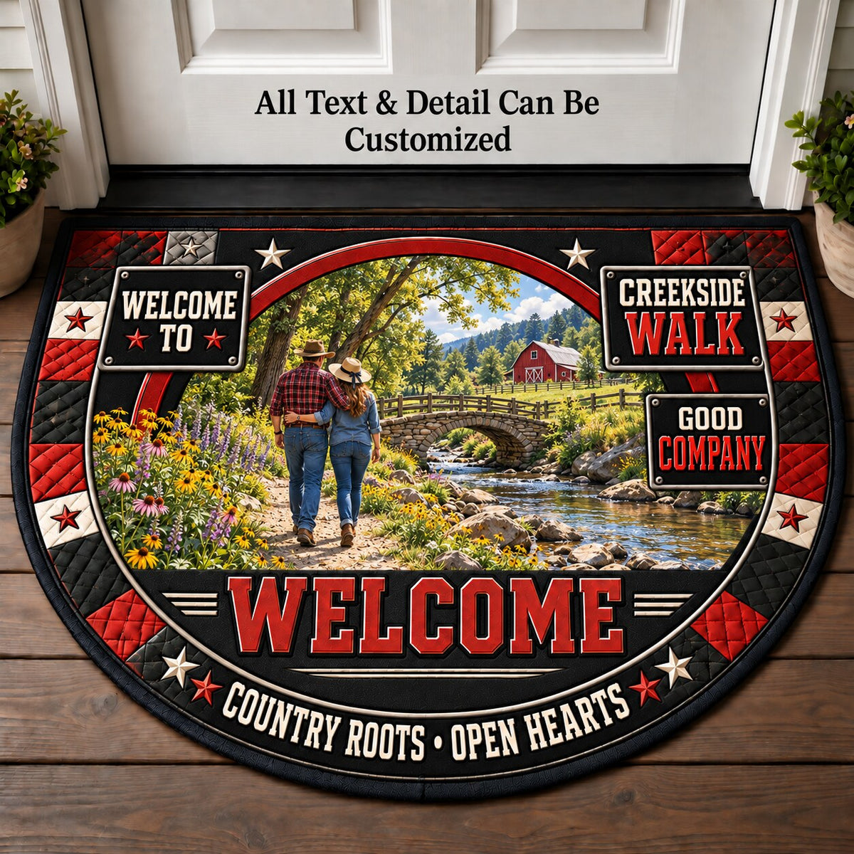 Creekside Walk Personalized Half Round Mat | 5To9Vibe