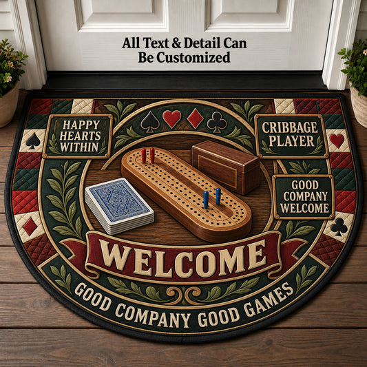 Cribbage Player Personalized Half Round Mat | 5To9Vibe
