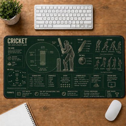Cricket Sports Visual Guide Desk Mat | 5To9Vibe