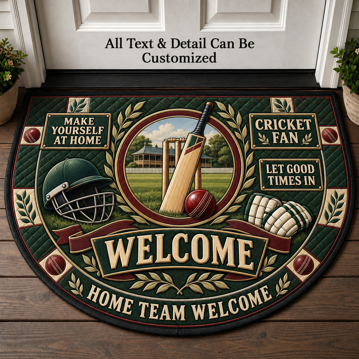Cricket Fan Personalized Half Round Mat | 5To9Vibe