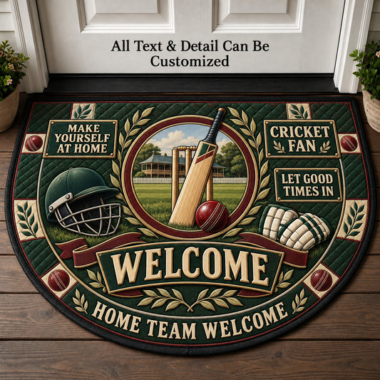 Cricket Fan Personalized Half Round Mat | 5To9Vibe