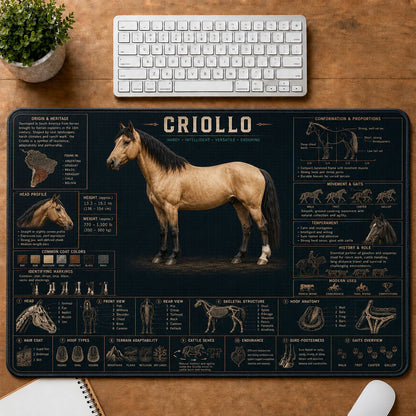 Criollo Horse Horse and Equestrian Visual Guide Desk Mat | 5To9Vibe