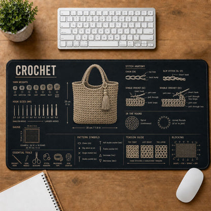 Crochet Creative Reference Guide Desk Mat | 5To9Vibe