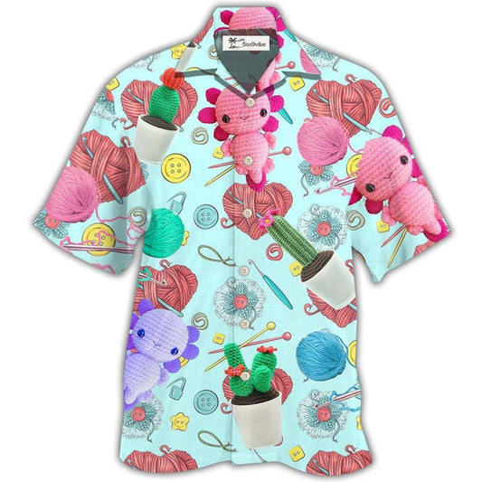 Hawaiian Shirt / Adults / S Crochet Lovely Blue Style - Hawaiian Shirt 