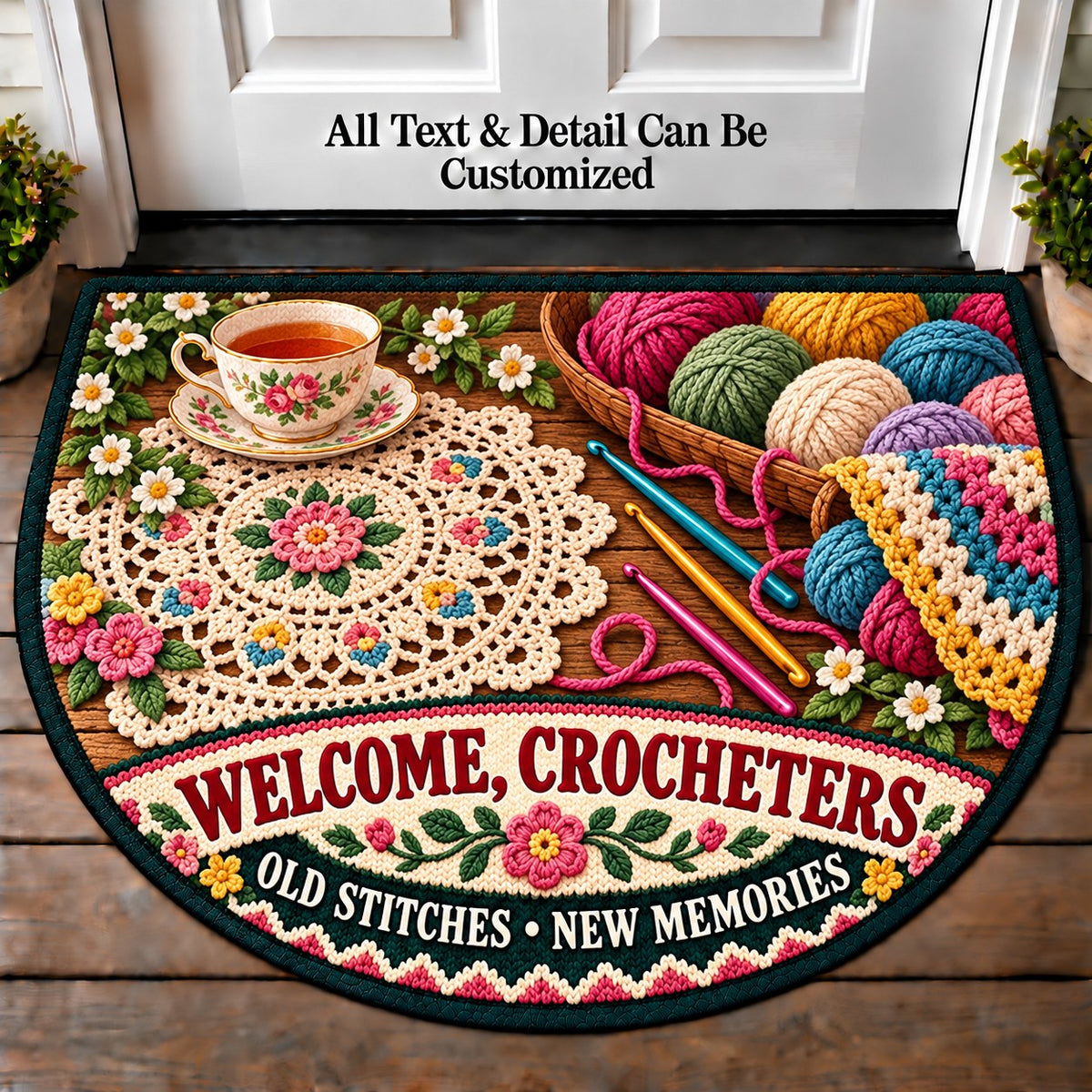 Heirloom Doily - Crocheters Welcome Personalized Half Round Mat | 5To9Vibe