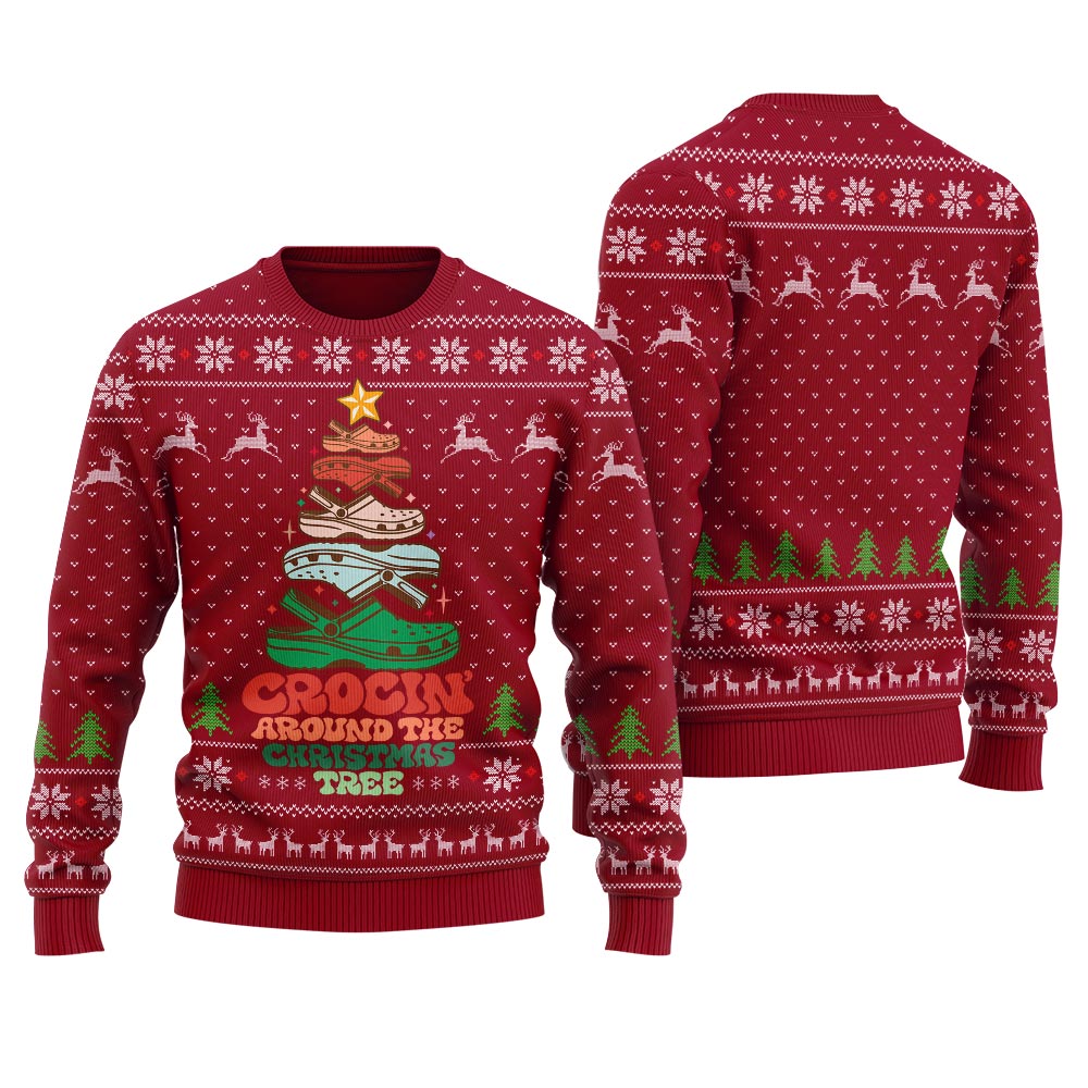 Crocs Around The Christmas Tree Ugly Sweater For Women